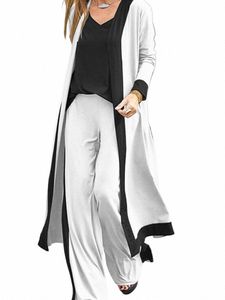 Zanzea Women Spring Solid Color Set V-hals Full Sleeve Cardigan Sleevel Tanks Tops Fi Work ol Wide Leg Pant Tracksuit X9OQ#