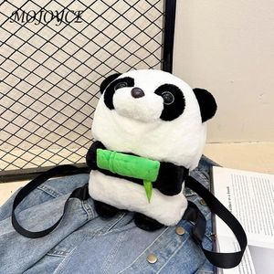 Ryggsäck panda djur söt casual plysch dagis mode enkel justerbar rem kawaii flickor pojkar väska