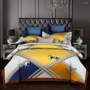 Defina a cama Luxury 3D Impressão Horse Horse Moda Confortável King Marble Duvet Caso da capa Decoração do quarto