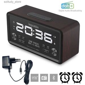 Taşınabilir Hoparlörler W20B LCD Ekran Dijital DAB/FM Kablosuz Hoparlör Ev Ahşap Masaüstü Bluetooth 5.0 Çift Çalar Saat Radyo Hoparlörü Q240328