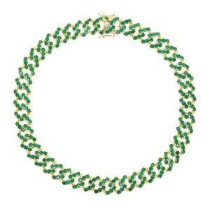 Fashion 5a Zircon Round Crystal cz paved tennis cuban Choker Necklace for Women Females Green Color CZ hip hop Jewelry Gifts X0509204C