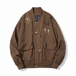 Männer Jacken Übergroße Koreanische Frauen Gepolsterte Mäntel Hip-hop Star Patch Lose Baseball Jacke Streetwear Taschen Fracht Windjacke