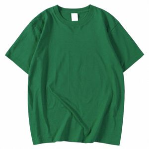 Verde Cor Sólida Roupas Masculinas Camisetas de Alta Qualidade Nova Camiseta Verão Casual Cott Tops Hip Hop Respirável Tee Roupas f24s #