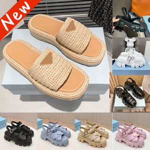 Sandálias de designer mulheres plataforma de crochê slides acolchoados nappa chinelos de couro monólito romano espuma borracha slides mulheres sapatos luxo verão fivela praia sandália