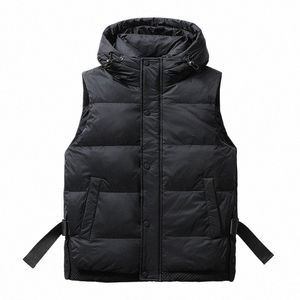 uomini di marca maniche giù gilet giacca invernale nuovi uomini caldi di spessore antivento gilet cappotto uomo con cappuccio casual di alta qualità gilet uomo Z4hR #