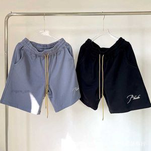 Rhude Embroidered Drawstring Shorts Summer High Street Fashion Loose Casual Mens and Womens American Sports Capris