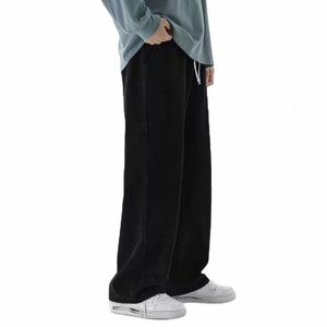 Calças masculinas calças retas soltas streetwear fi calças jeans neutras primavera perna larga nova marca h0f3 #