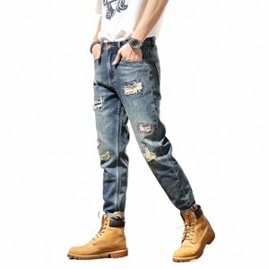 Casual Herren Jeans Stretchy Zerrissene Jeans Trendy Harlem Baggy Jeans Lose LG Hosen Retro Für Männer Plus Größe Frühling Herbst a46V #