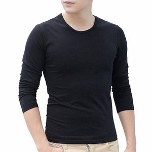 Tirt Simple LG Sleeve Spring Autumn Tops Men's T-Shirt O-Dect Solid Tshirts Men Tees Tops Lottoming Shirt Pullover 9879#