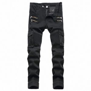 2024 New Men's Bike Jeans Ciclismo Calças Exército Verde Motocicleta Jeans High End Fi Straight Fit Casual Denim Calças v1VD #