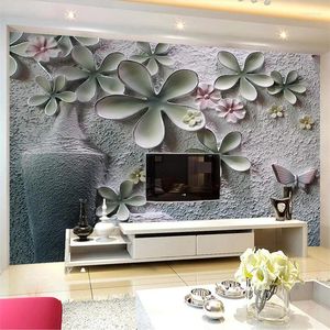 Duvar Kağıtları Wellyu Papel De Parede Özel Duvar Kağıdı 3D Rölyef Duvar Çiçek Dekoratif Resim İç Arka Plan Behang