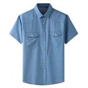 10xl 8XL 7XL New Summer Top Quality Casual Oxford Men's Shirts With Pockets Comfortable Loose Shirt Men chemise homme Blue Dr x0tC#