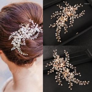 Fermagli per capelli Colore argento Strass Fascia per capelli Tiara Perla Foglia di cristallo Pettine Copricapo Accessori per capelli da sposa per feste Fascia per gioielli