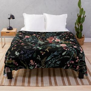 Blankets Midnight Floral Throw Blanket Sofas Camping Cosplay Anime
