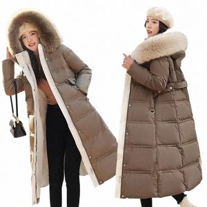 2023 nuove donne giacca invernale Lg cappotto collo di pelliccia con cappuccio Parka soprabito caldo Lg di spessore Cott giacca imbottita Outwear 1987 M1Yg #