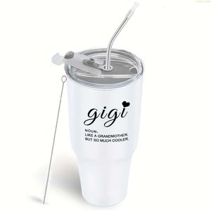 1pc, Funny Gigi Tumbler Grandma 30oz Vacuum Insulated Travel Mug with Lid Straw Perfect Gift Christmas, Birthday, New Year - Double Wall Insulation for Hot and