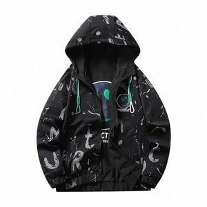 men's Jacket Zipper Windbreaker Free Ship Spring Autumn New Double-Sided Wear Smiley Face Prints Hooded Jacquard Black Coat n5fX#