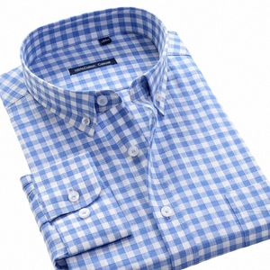 2024 new styles for four seass Men's plaid lg sleeve shirt Cott busin casual striped wedding shirt Large size 9XL10XL 1 l4r7#