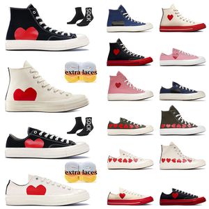 AAA+Top High Vintage Commes Des Garcons X 1970S Designer Casual Canvas Shoes Women Men All Star Classic 70 Chucks Taylors Low Multi-Heart chaussures Fashion Sneakers