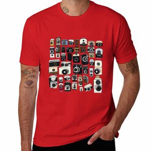 Vintage fotokameror mönster t-shirt sommarstoppar plus storlek toppar kort ärm tee vanlig vit t skjortor män y23z#