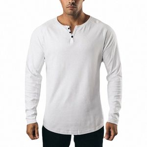 Sport LG Sleeve T Shirt Men Gym Odzież Catmbuilding Fitn Trening Slim T-shirt Mężczyzna solidny jesienny trening TEE TOE 12LW#