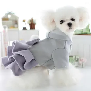 Dog Apparel Pet Dress Cats Clothes Multi-layer Skirt Cat Costume With Bow-tie Ball Decoration 2-Legged Hooded