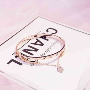 Gold Rose rostfritt stål armband armband kvinnliga hjärta för alltid kärlek charm armband för kvinnor smycken246n