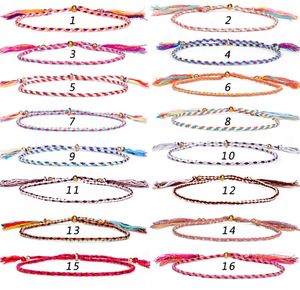 Charme Pulseiras Jóias Handmade Tecido Trançado Corda Pulseira de Amizade com Cartão Praia Bohemian Poliéster Thread Weave String para Mulheres Homens