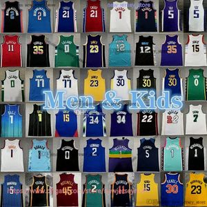 Mężczyźni Koszykówka Doncic Jerseys 35 Kevin Durant Banchero Bryant Irving DeRozan Booker Mitchell Garland Ball Jokic Embiid Butler Młody piłka dorosłe dzieci Jersey