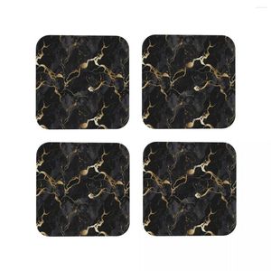 Table Mats Classic Black And Gold Marble Coasters Kitchen Placemats Waterproof Insulation Cup Coffee For Decor Home Tableware Pads