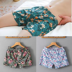 3PCSPACK 3XL Big Size Ice Silk Satin Boxers Briefs Trendy Print Mens Underpants Loose High Elastic Cool Soft Pyjamas PJ Pants 240326