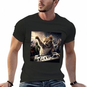 DJ Cat T-Shirt Gümrükleri Erkekler İçin Vintage Sade Egzersiz Gömlekleri C6YY#