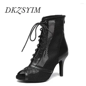 Scarpe da ballo DKZSYIM Donna Latina Sexy Tacchi a spillo Stivali a rete Tacchi alti Suole morbide Sandali Salsa per feste Donna Sala da ballo