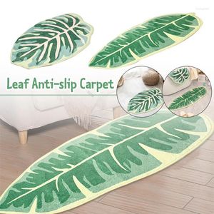 Mattor bladmönster matta badrum toalett absorberande matta mikrofiber badmatta gröna tropiska växter hem dörr icke-halkfot mattor