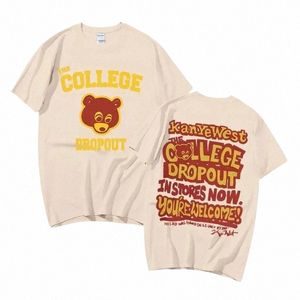 Rap Singer Kanye West Album The College Diopoul Men's and Women's Multi Color Pure Cott T-shirt Kort ärm högkvalitativ x5wz#