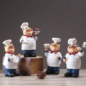 Miniatures Staygold Resin Chef Statue Cartoon Restaurant Chef Figurine Cook Ornament Home Kitchen Cute Sculpture Tabletop Decors