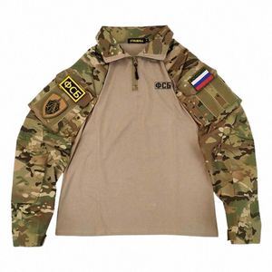 KGB ryska taktiska t-shirts män FSB Camoue LG Sleeve Combat Tops andningsbara slitstarande arméstrid T-shirt n0or#