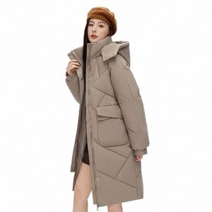 女性の冬のダウンジャケットフード付きゆるい太いパフコートポケット付き066c J5m3＃