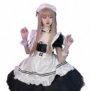 Hizmetçi Kostümleri Siyah Beyaz Hizmet Edin Kıyafet Anime Cosplay Seksi Gotik Lolitamiad Dr Kawaii Peri Üniforma Artı Beden Çamaşırı Giysileri V1lp#