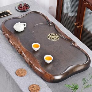 Teaware Sets Chinese Tea Solid Wood Hand-carved Tray Household Small Set Drainage Living Room Leisure Making Tools