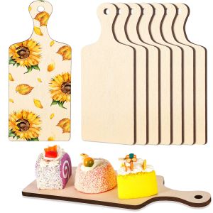 Crafts 8 Pcs DIY Wooden Cutting Board with Handle Thicken Wooden Chopping Paddle Charcuterie Board Cooking Butcher Block Serving Board