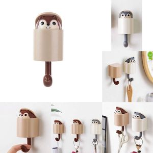 2024 Cartoon Keychain Key Holder Home Decor Wall Coat Rack Adhesive Clothes Hanger Storage Rack Bathroom Accessories Towel Holder