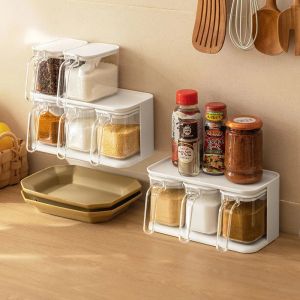 Stamping Lazy Corner Seasoning Box Home Kitchen Set Combination One Multigrid Salt Shaker Powder Seasoning Jar Seasoning Storage Box