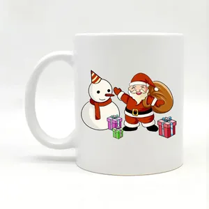 Kubki 2024 Prezent Bożego Narodzenia Dzieci wakacyjny projekt wakacji Murowa 11 uncji czerwona białe niestandardowe logo sublimacja kawa ceramiczna