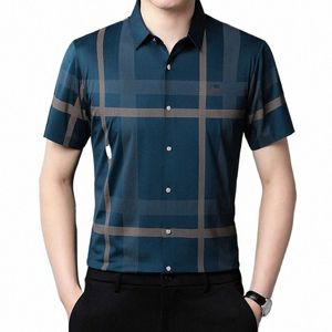 men's High Grade Busin Casual Shirt 2024 Luxury Designer Brand New Summer Short-sleeve Versatile Stripe Tops Camisas Y Blusas Z1GL#