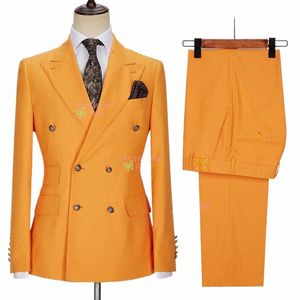 men's Double Breasted Suit Set Formal Blazer Jacket with Trousers Wedding Tuxedos Bridesman Wear 2 Piece Coat and Pants z7hp#
