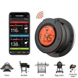 Medidores sem fio termômetro de carne digital bluetooth leitura instantânea interior ao ar livre para cozinhar alimentos churrasco grill forno fumante suporte 2/4 sonda