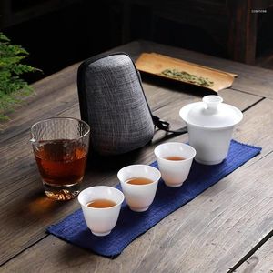 Teegeschirr-Sets, Tee-Set für Outdoor-Reisen, tragbare Teekanne, Tasse, schöner und einfacher Wasserkocher, Keramik-Drinkwar-Teeset Gaiwan