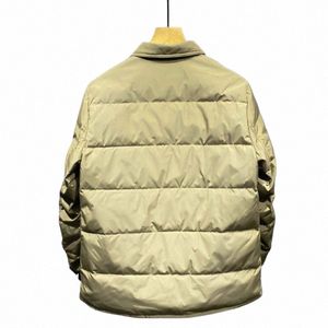 Piumino invernale da uomo spesso caldo piumino d'anatra bianco tasche monopetto cappotto cargo da lavoro casual slim fit piumini leggeri L9Op #