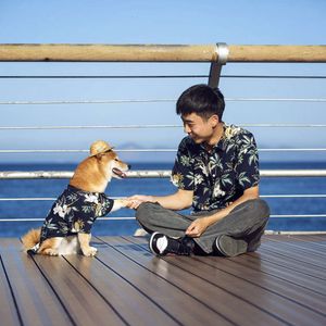 Nova roupa para animais de estimação camisa casual de praia havaiana para pessoas, cães, pais e crianças cães de estimação